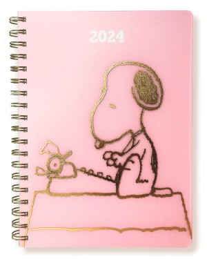 Snoopy Typewriter | 2024 8 x 10 Inch 18 Months Desk Planner | July 2023 - December 2024 | Frosted Cover