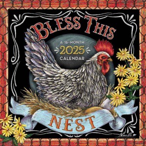Bless This Nest | 2025 12 x 24 Inch Monthly Square Wall Calendar | Featuring the Artwork of Ninette Parisi