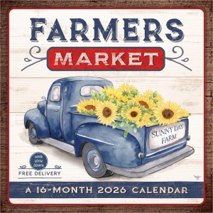 Farmer's Market | 2026 12 x 24 Inch (Hanging) Monthly Square Wall Calendar | Featuring the Artwork of Mollie B.