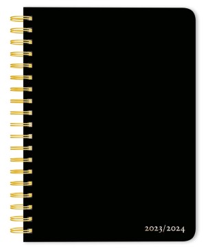 Black Solid | 2024 6 x 7.75 Inch 18 Months Weekly Desk Planner | Foil Stamped Cover | July 2023 - December 2024