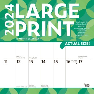 Large Print | 2024 12 x 24 Inch Monthly Square Wall Calendar | Matte Paper