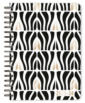 Ebony & Ivory | 2024 6 x 7.75 Inch 18 Months Weekly Desk Planner | Foil Stamped Cover | July 2023 - December 2024