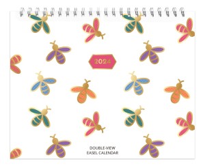 Busy Bees | 2024 7.5 x 6 Inch Monthly Double-View Easel Desk Calendar