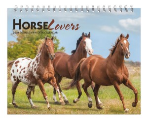 Horse Lovers | 2024 7.5 x 6 Inch Monthly Double-View Easel Desk Calendar