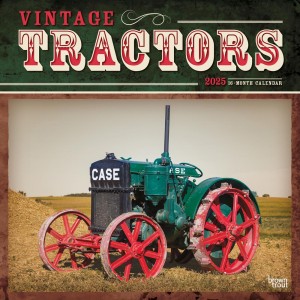 Vintage Tractors | 2025 12 x 24 Inch Monthly Square Wall Calendar