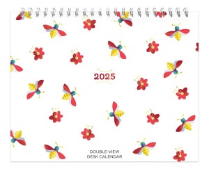 Busy Bees | 2025 7.5 x 6 Inch Monthly Double-View Easel Desk Calendar