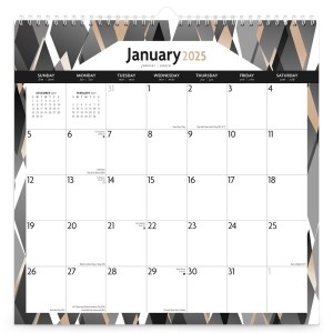 Ebony and Ivory | 2025 12 x 12 Inch Monthly Square Wire-O Calendar | Sticker Sheet