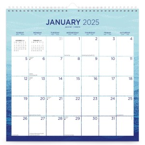 Seaside Currents | 2025 12 x 12 Inch Monthly Square Wire-O Calendar | Sticker Sheet