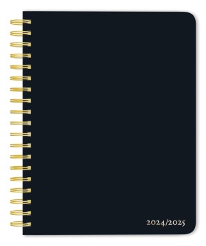 Black Solid | 2025 6 x 7.75 Inch 18 Months Weekly Desk Planner | Foil Stamped Cover | July 2024 - December 2025